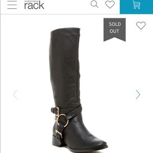 Black Cilenia-2 Buckle Strap Tall Knee Boot